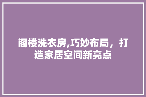 阁楼洗衣房,巧妙布局，打造家居空间新亮点 墙面装饰
