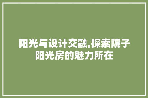 阳光与设计交融,探索院子阳光房的魅力所在