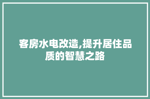 客房水电改造,提升居住品质的智慧之路