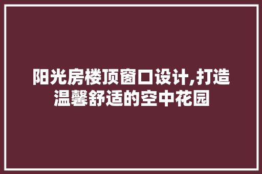 阳光房楼顶窗口设计,打造温馨舒适的空中花园