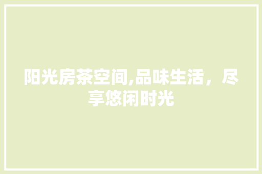 阳光房茶空间,品味生活，尽享悠闲时光