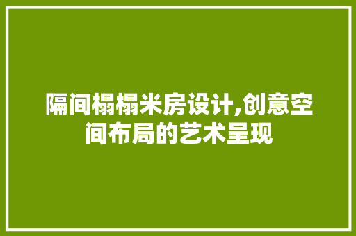 隔间榻榻米房设计,创意空间布局的艺术呈现