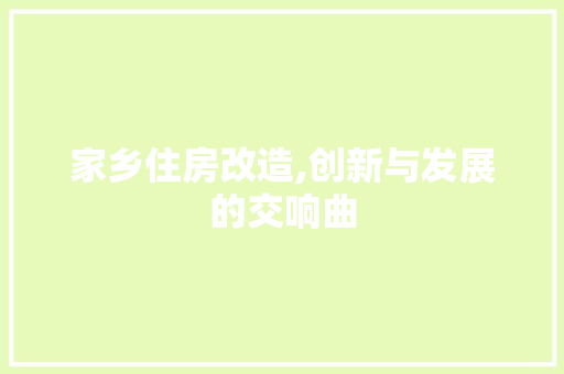 家乡住房改造,创新与发展的交响曲 庭院装修