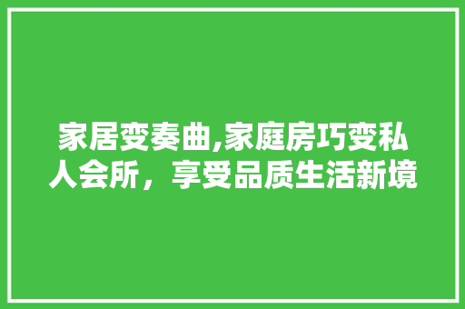 家居变奏曲,家庭房巧变私人会所，享受品质生活新境界