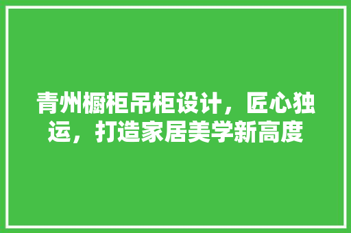 青州橱柜吊柜设计，匠心独运，打造家居美学新高度 建筑设计