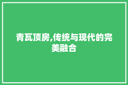 青瓦顶房,传统与现代的完美融合