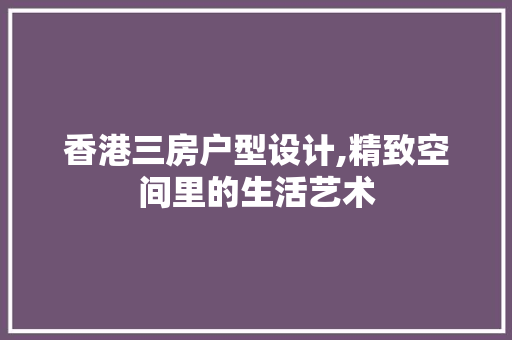 香港三房户型设计,精致空间里的生活艺术 装修攻略