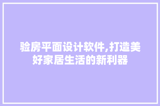 验房平面设计软件,打造美好家居生活的新利器 景观设计