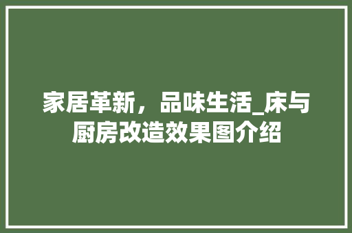 家居革新，品味生活_床与厨房改造效果图介绍