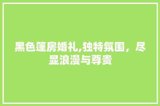 黑色篷房婚礼,独特氛围，尽显浪漫与尊贵 地面装修