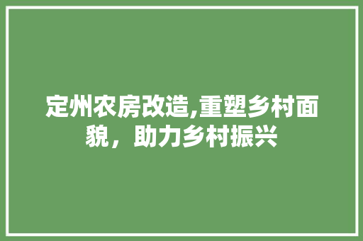 定州农房改造,重塑乡村面貌，助力乡村振兴