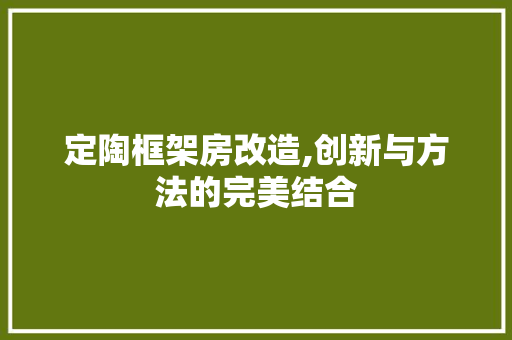 定陶框架房改造,创新与方法的完美结合