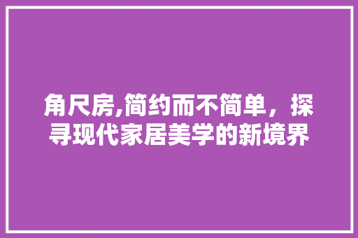 角尺房,简约而不简单，探寻现代家居美学的新境界
