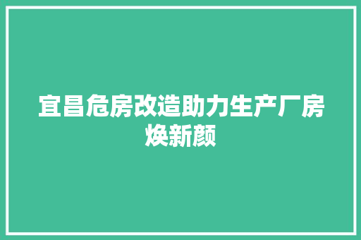 宜昌危房改造助力生产厂房焕新颜