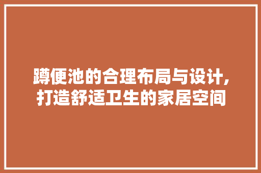 蹲便池的合理布局与设计,打造舒适卫生的家居空间