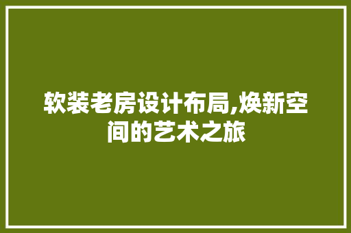 软装老房设计布局,焕新空间的艺术之旅