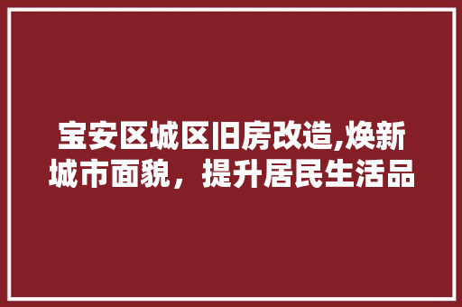 宝安区城区旧房改造,焕新城市面貌，提升居民生活品质 门窗装修