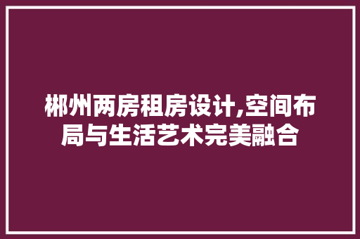 郴州两房租房设计,空间布局与生活艺术完美融合