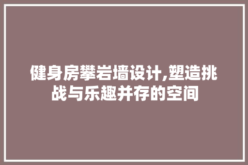 健身房攀岩墙设计,塑造挑战与乐趣并存的空间