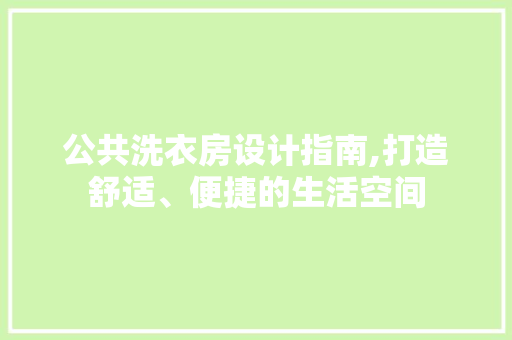 公共洗衣房设计指南,打造舒适、便捷的生活空间
