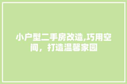 小户型二手房改造,巧用空间，打造温馨家园