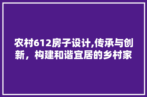 农村612房子设计,传承与创新，构建和谐宜居的乡村家园