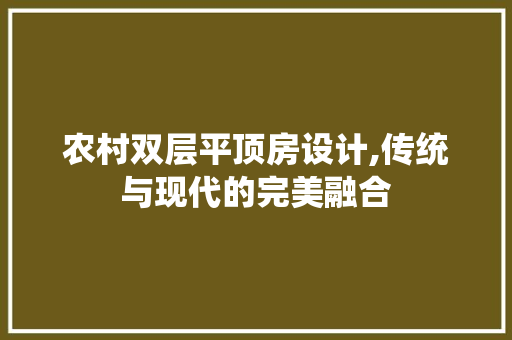农村双层平顶房设计,传统与现代的完美融合