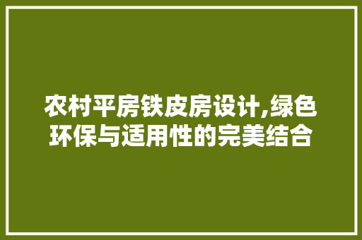 农村平房铁皮房设计,绿色环保与适用性的完美结合 庭院装修
