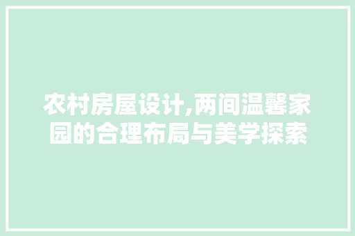 农村房屋设计,两间温馨家园的合理布局与美学探索 装修攻略