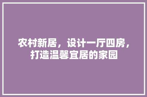 农村新居，设计一厅四房，打造温馨宜居的家园