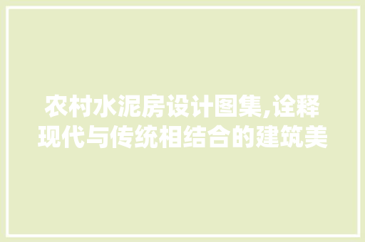 农村水泥房设计图集,诠释现代与传统相结合的建筑美学 建筑设计