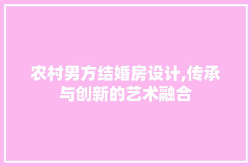 农村男方结婚房设计,传承与创新的艺术融合 隔断设计