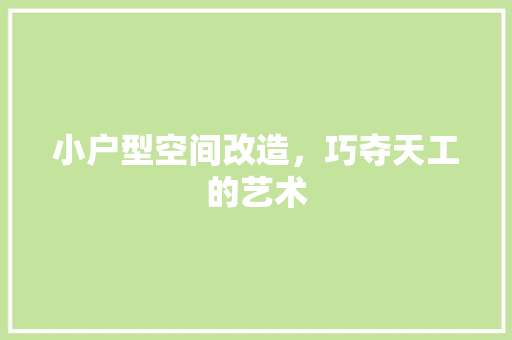 小户型空间改造，巧夺天工的艺术