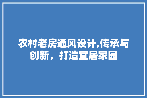 农村老房通风设计,传承与创新，打造宜居家园 地面装修