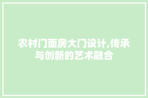 农村门面房大门设计,传承与创新的艺术融合 地面装修