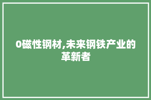 0磁性钢材,未来钢铁产业的革新者