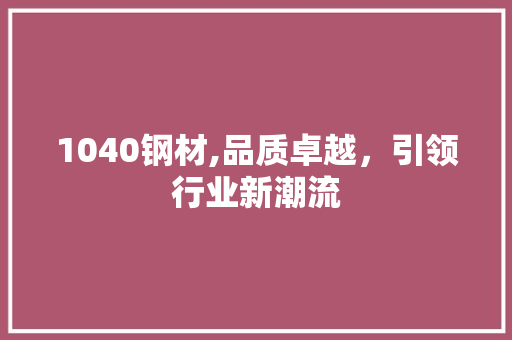 1040钢材,品质卓越，引领行业新潮流