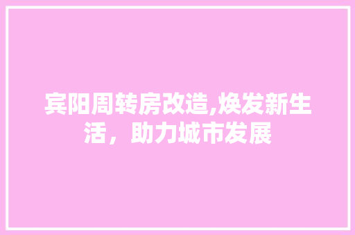宾阳周转房改造,焕发新生活，助力城市发展