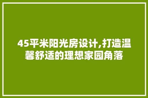 45平米阳光房设计,打造温馨舒适的理想家园角落