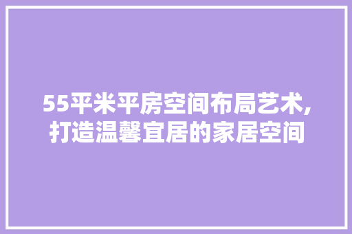 55平米平房空间布局艺术,打造温馨宜居的家居空间 装修攻略