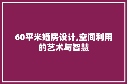 60平米婚房设计,空间利用的艺术与智慧 庭院装修