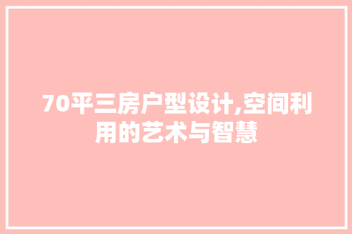 70平三房户型设计,空间利用的艺术与智慧 隔断设计