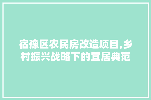 宿豫区农民房改造项目,乡村振兴战略下的宜居典范