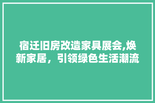 宿迁旧房改造家具展会,焕新家居，引领绿色生活潮流