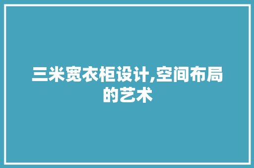 三米宽衣柜设计,空间布局的艺术 庭院装修