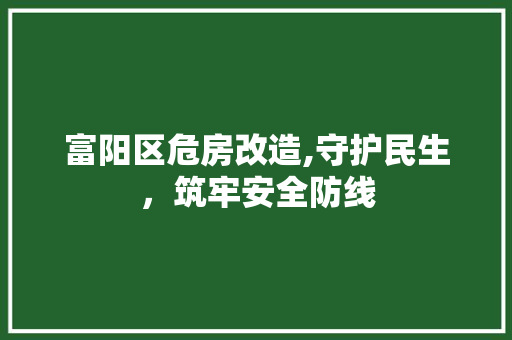富阳区危房改造,守护民生，筑牢安全防线