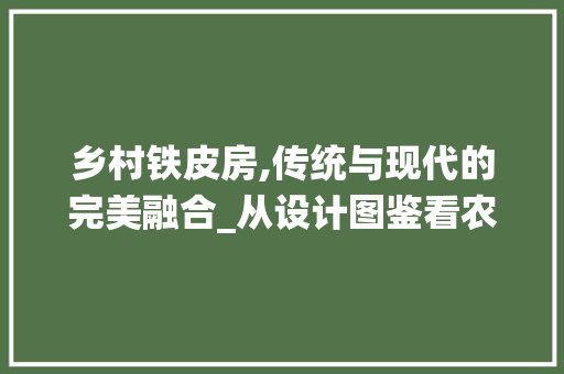乡村铁皮房,传统与现代的完美融合_从设计图鉴看农村老家新风貌 隔断设计