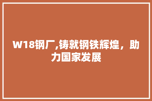 W18钢厂,铸就钢铁辉煌，助力国家发展