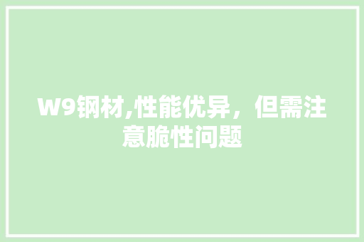 W9钢材,性能优异，但需注意脆性问题