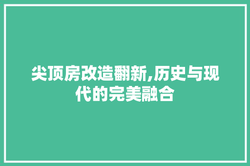 尖顶房改造翻新,历史与现代的完美融合